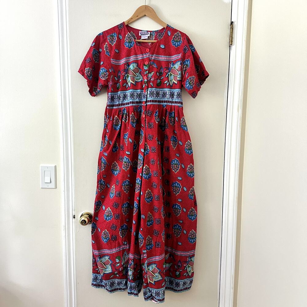 Vintage 80's Laura Tyler Floral Cotton Jumpsuit Sz M